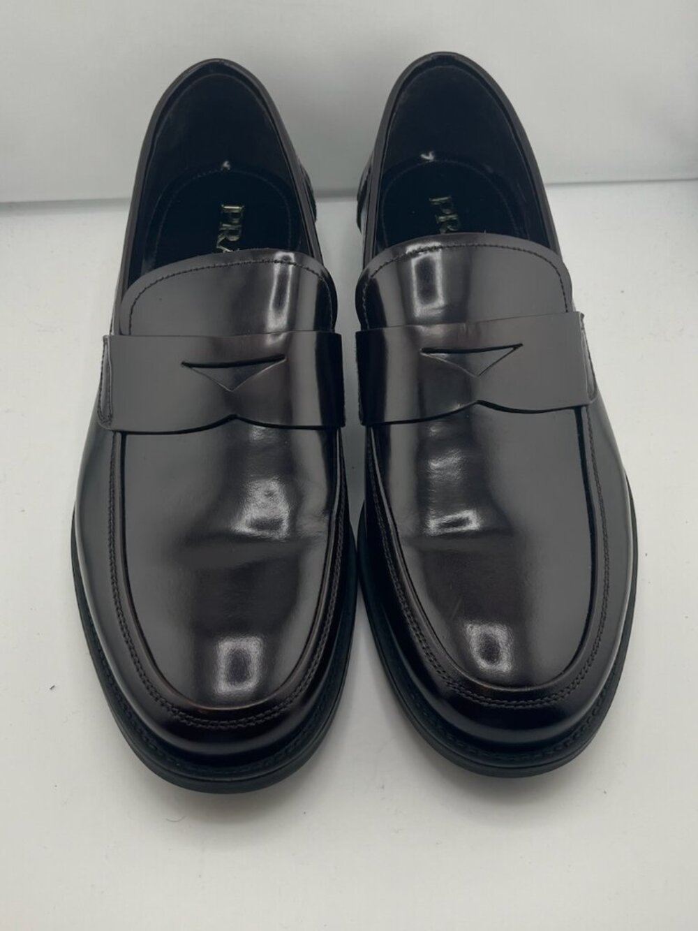 #S114 Prada Penny Loafers Dark Brown Leather